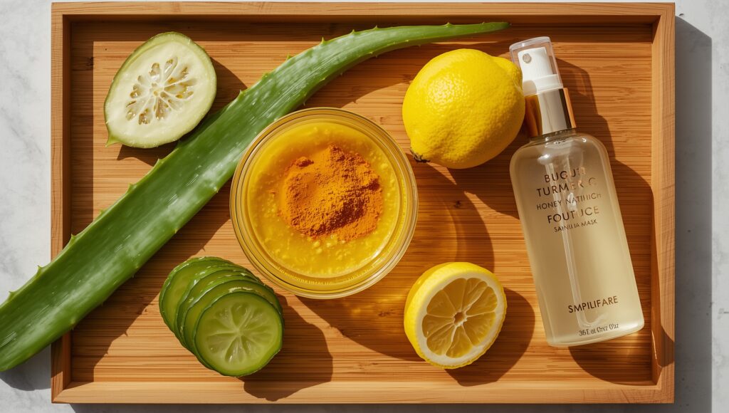 👉 "Home remedies for glowing skin like models – aloe vera, turmeric, honey, rose water"